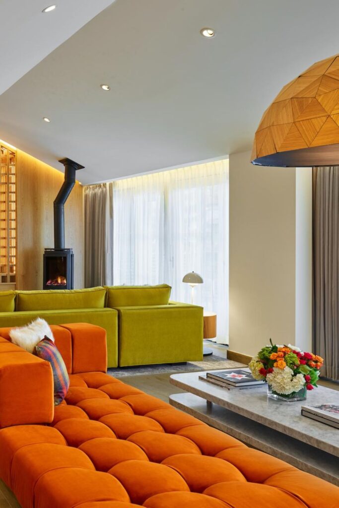 pops of orange and green at the W Aspen