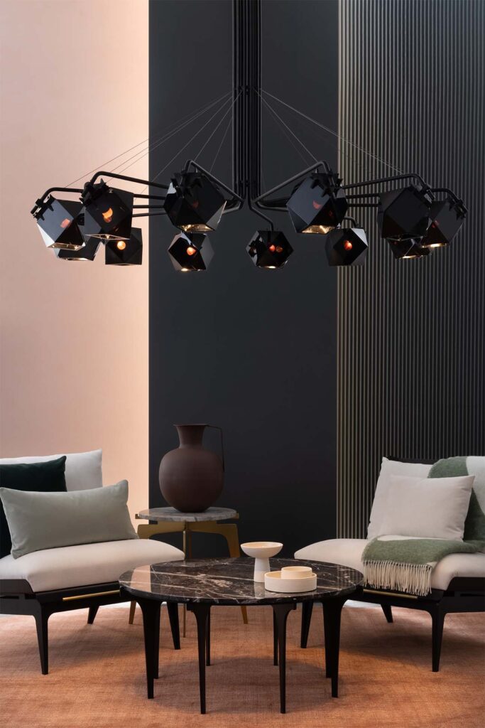 Bespoke modular luxury lighting piece by Gabriel Scott.
