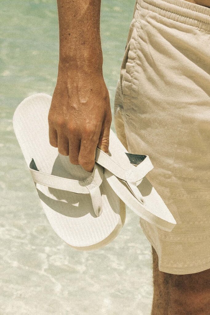 Indosole Mens Flip Flops  Recycled & Sustainable Footwear - White