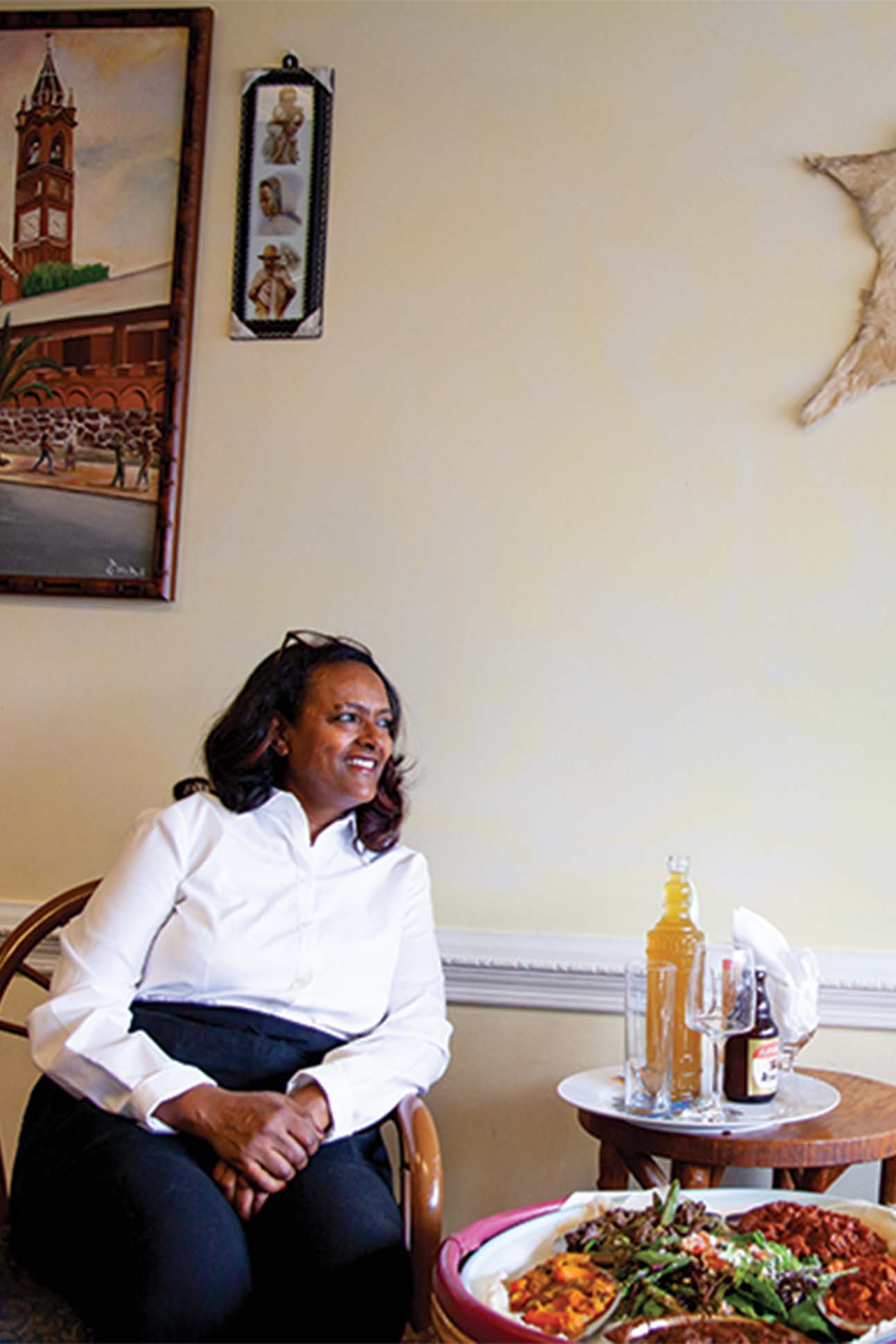 person sitting in a restaurant